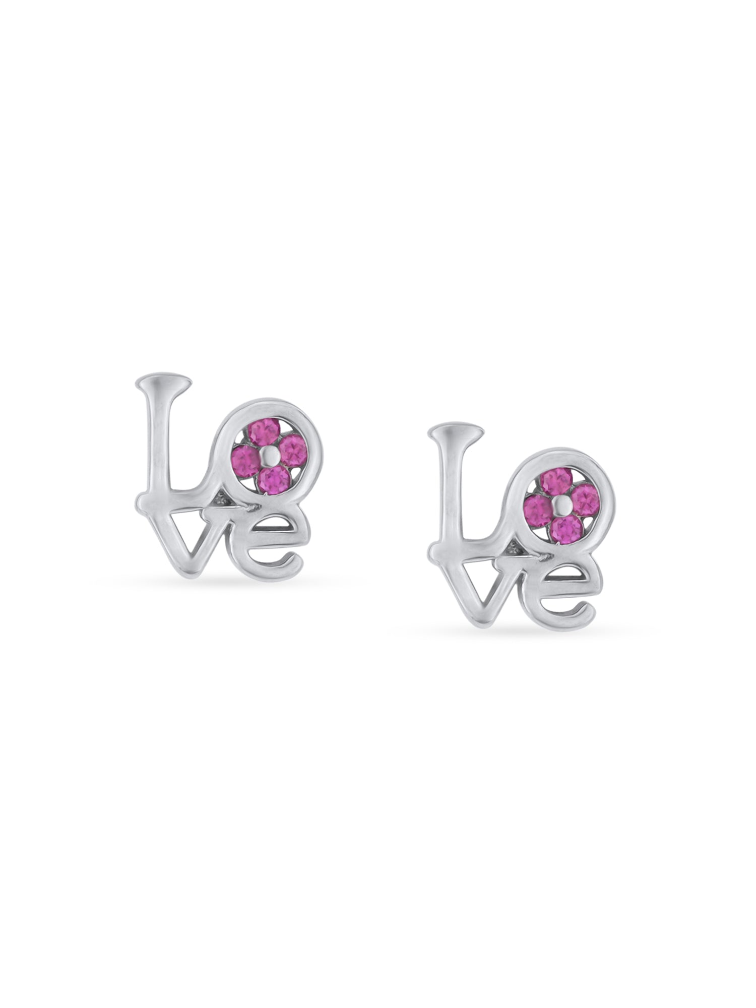Detailed close up of SIJA Love Stud showing sparkling zircon stones with delicate love motif craftsmanship