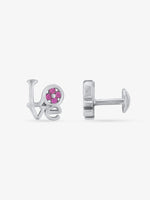 Side view of SIJA 925 Silver Love Stud highlighting sleek silver setting with love charm