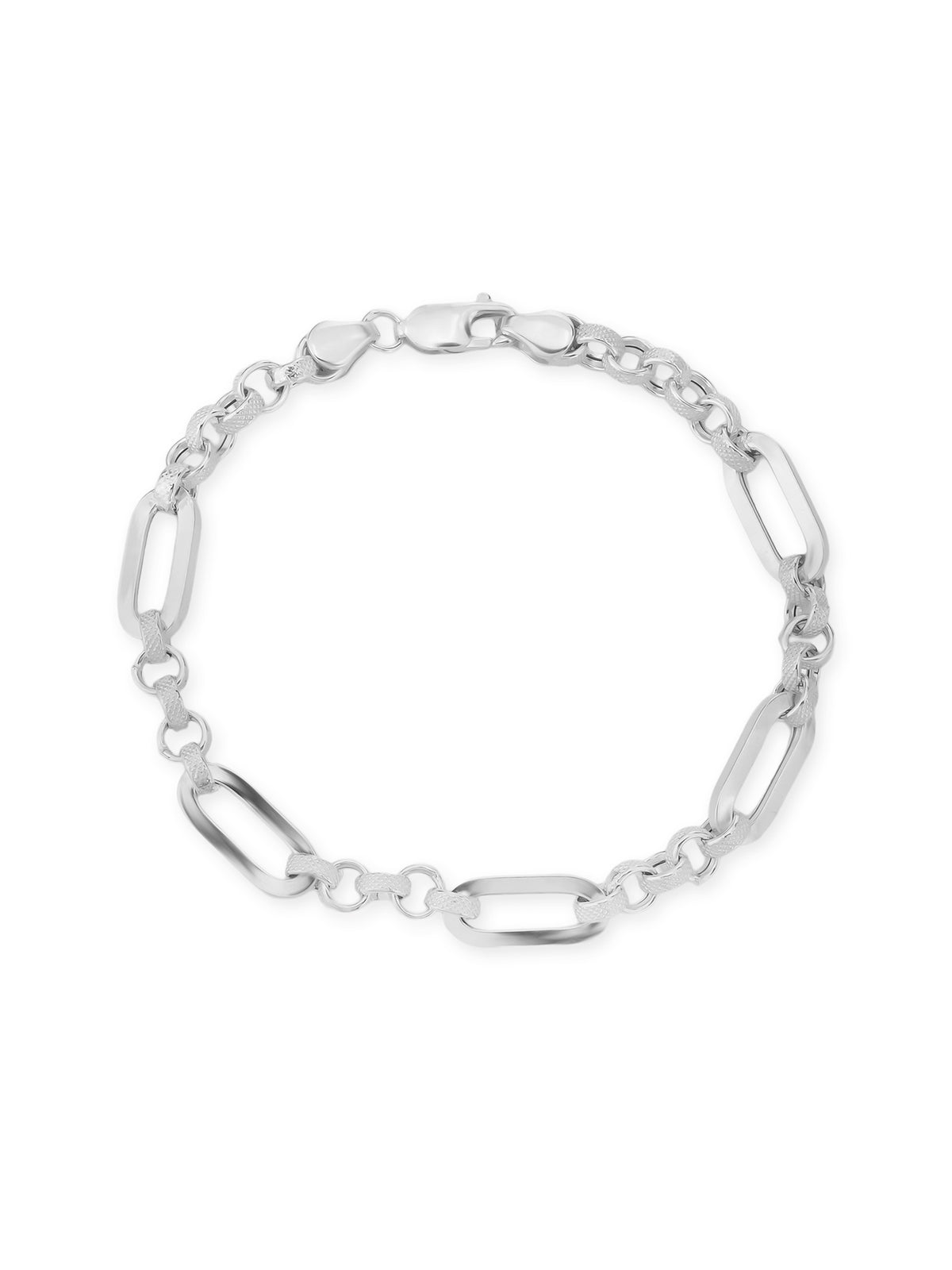 Detailed close up of SIJA 925 Silver Medium Polo Mens Chain Bracelet showing strong polo link design and premium 999 silver finish