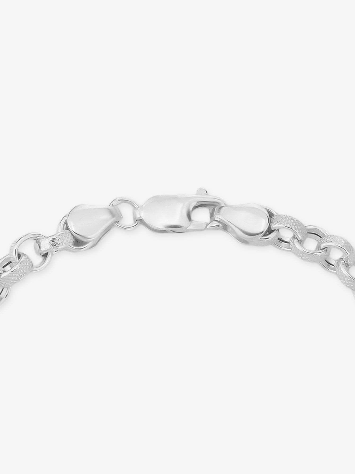 Side profile of SIJA 925 Silver Medium Polo Mens Chain Bracelet highlighting durable chain thickness and polished silver craftsmanship