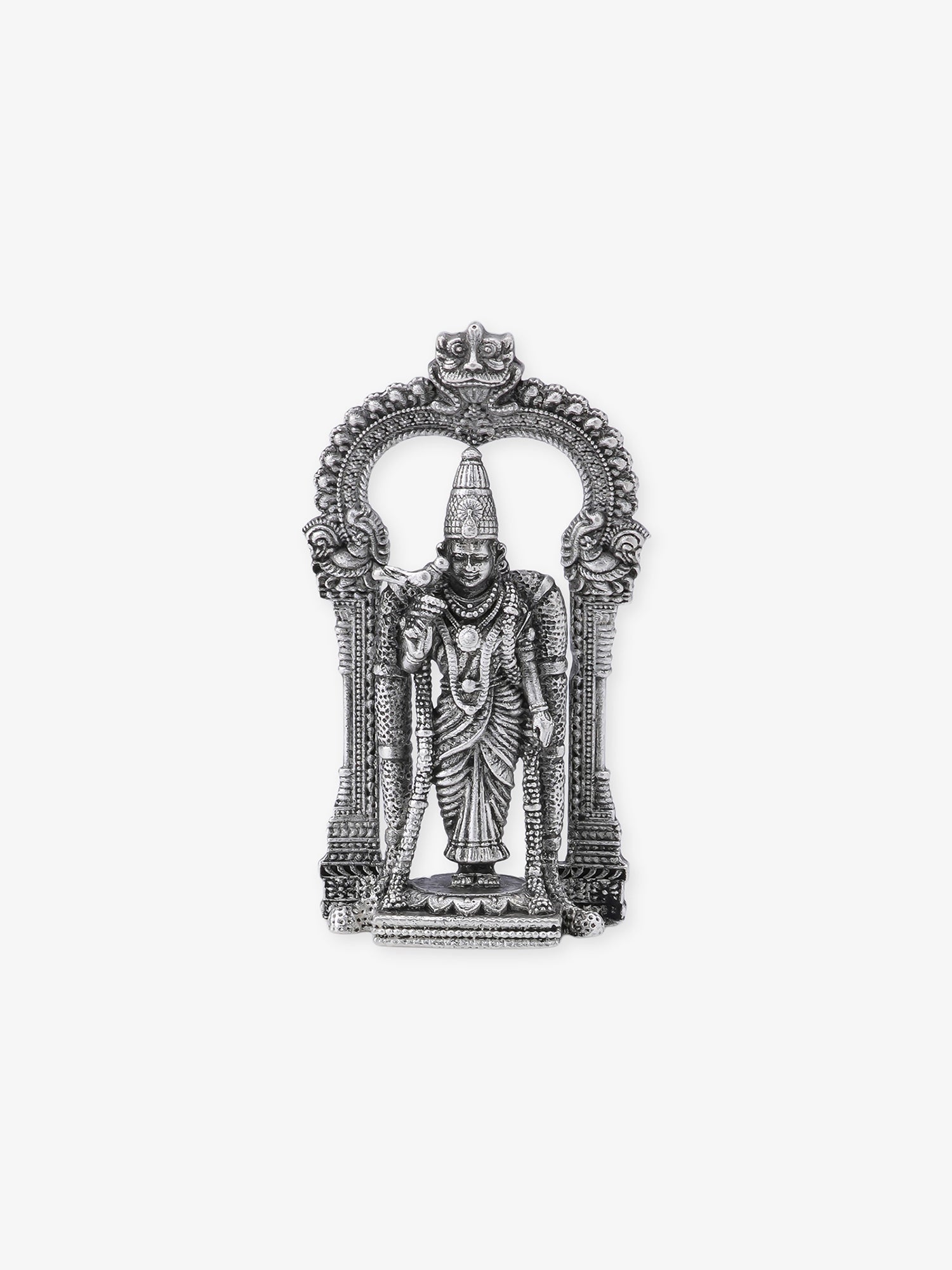 SIJA Oxidised 925 Silver Meenakshi Amman Solid Idol temple jewellery full front hero view divine accessory