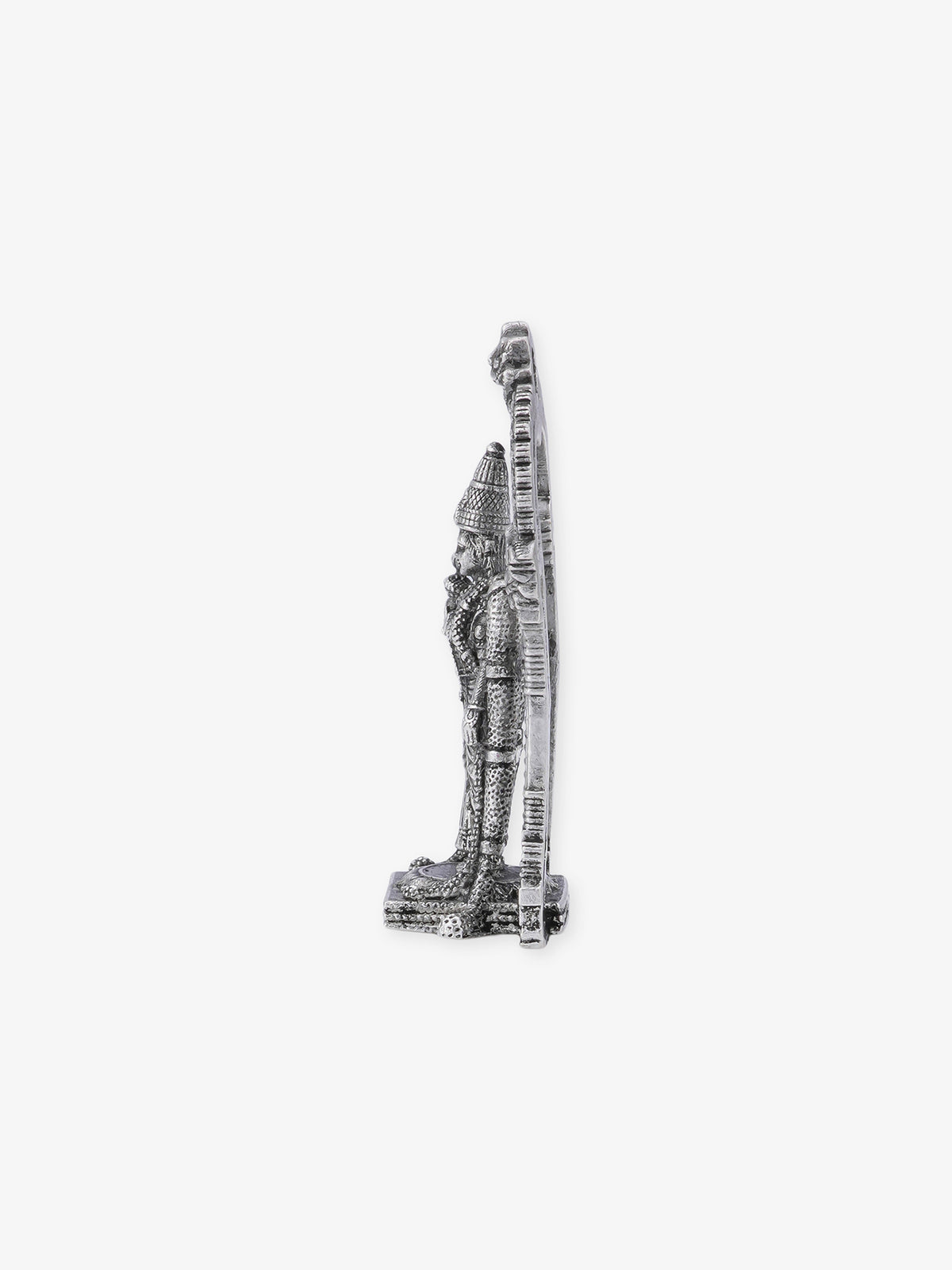 Side profile of SIJA Oxidised 925 Silver Meenakshi Amman Solid Idol showing polished edges and durable sterling silver construction