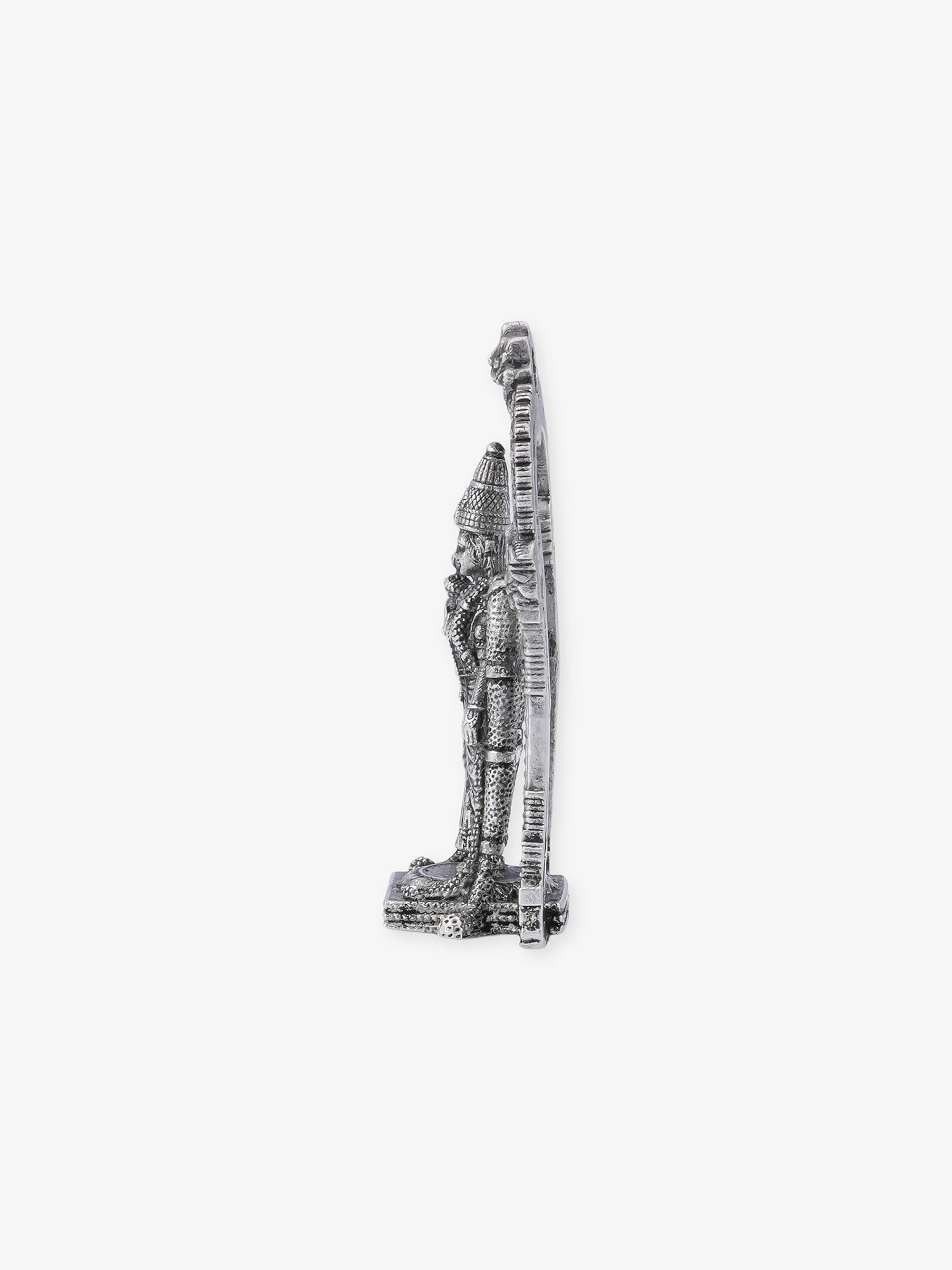 Side profile of SIJA Oxidised 925 Silver Meenakshi Amman Solid Idol showing polished edges and durable sterling silver construction