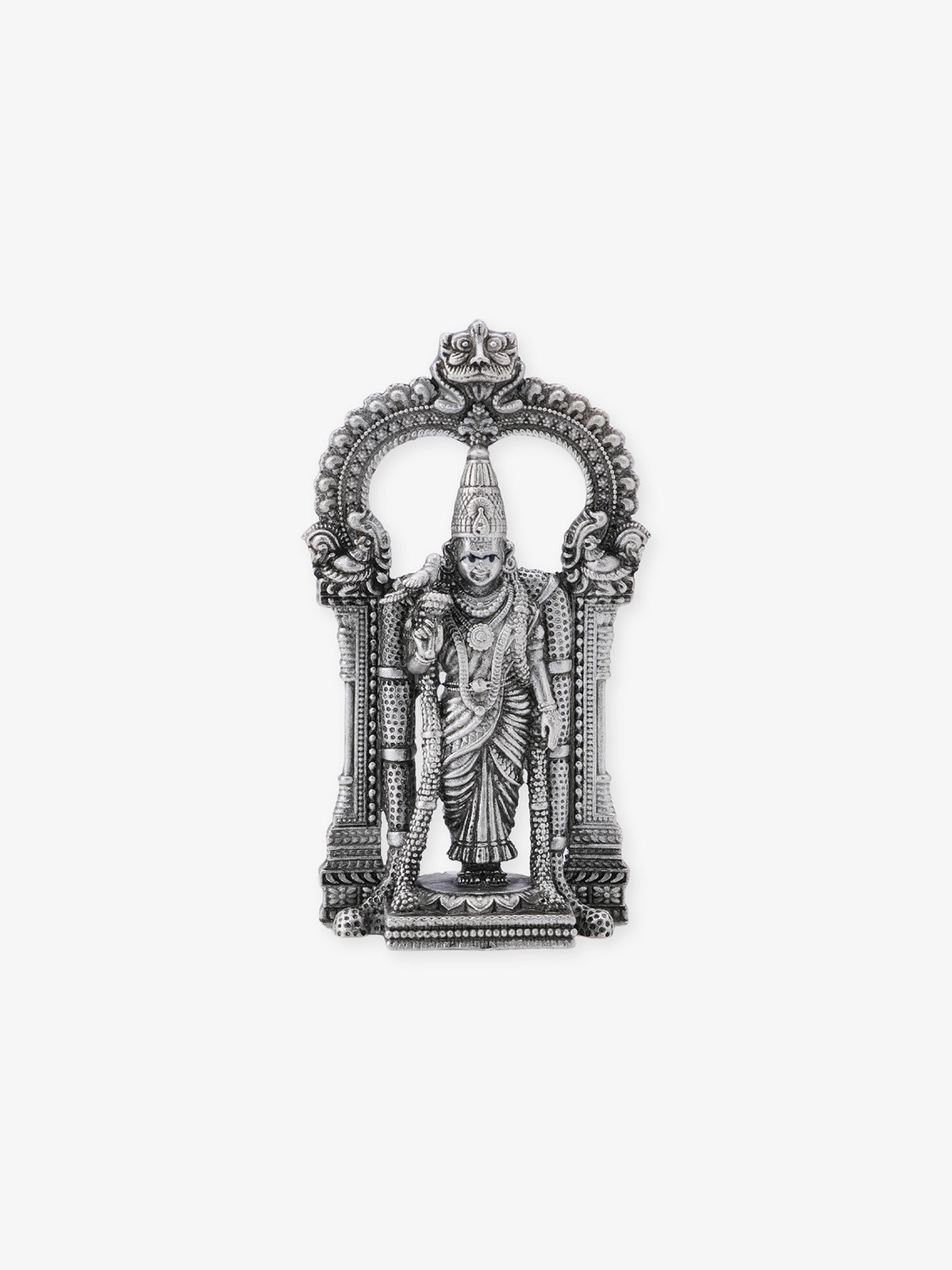 SIJA Oxidised 925 Silver Meenakshi Amman Solid Idol temple jewellery full front hero view divine accessory