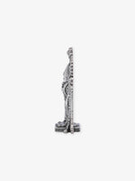 Side profile of SIJA Oxidised 925 Silver Meenakshi Amman Solid Idol showing polished edges and durable sterling silver construction