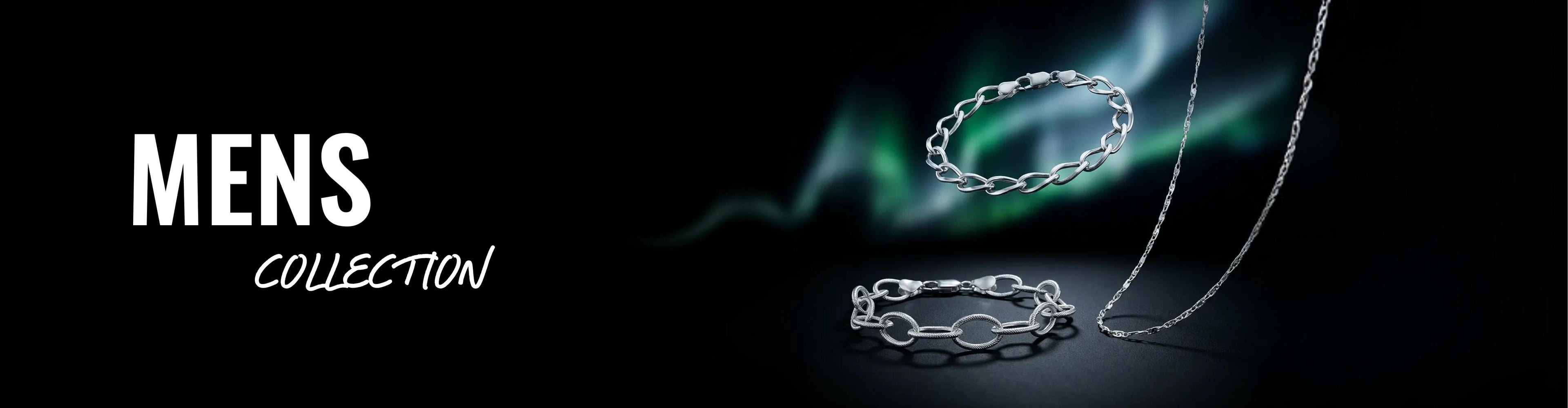 SIJA branded silver jewellery men’s collections banner showcasing modern masculine BIS hallmark certified designs
