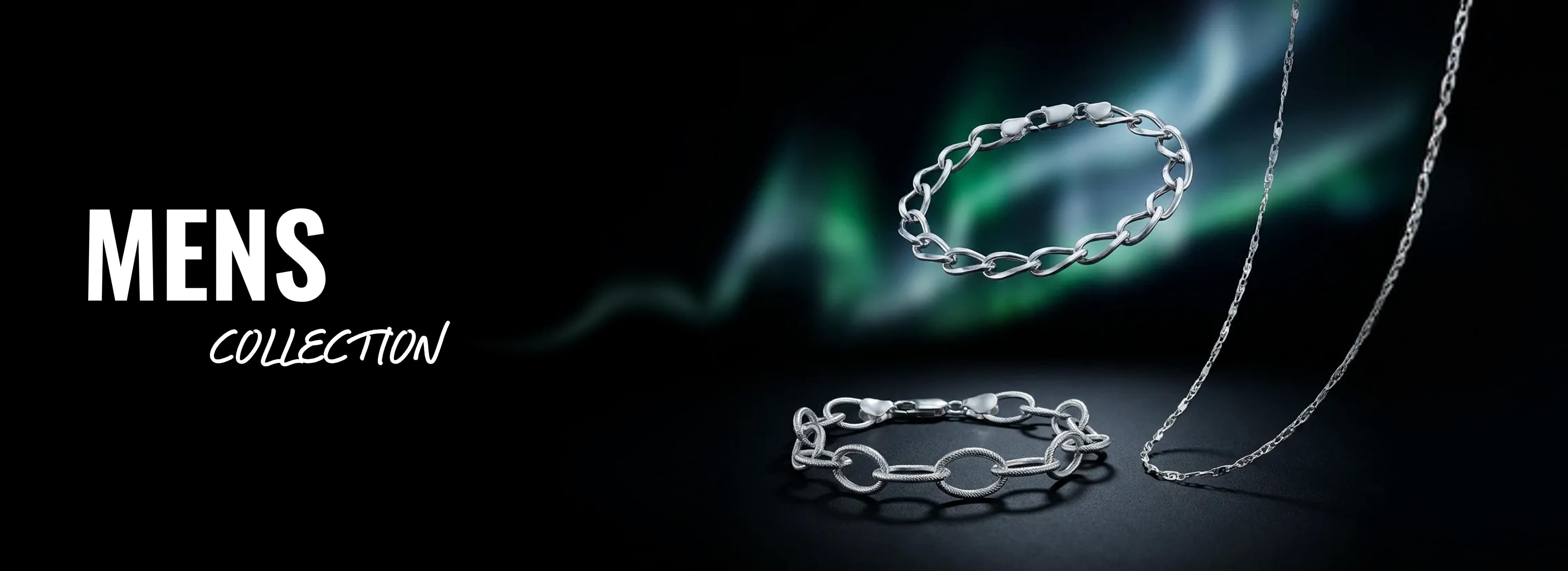 SIJA branded silver jewellery men’s collections banner showcasing modern masculine BIS hallmark certified designs
