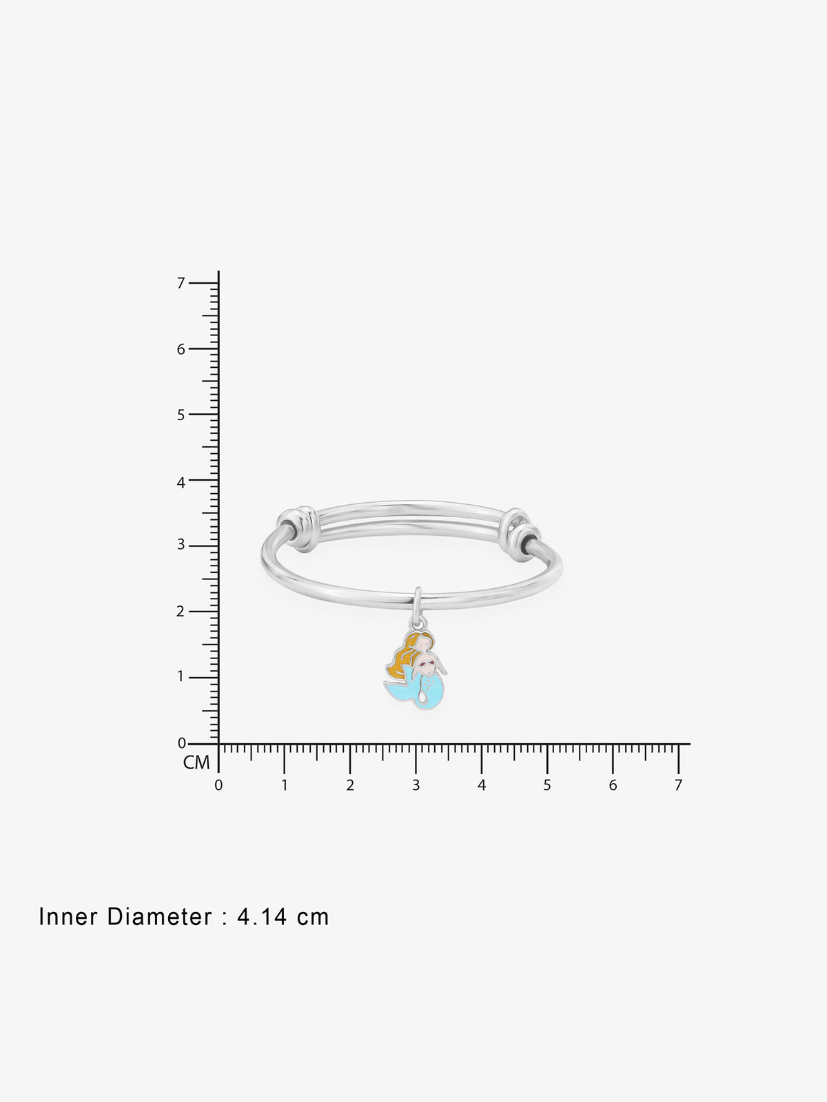 Reverse view of SIJA Kids Bracelet with Mermaid Charm showing BIS 925 hallmark certified sterling silver jewellery made in India
