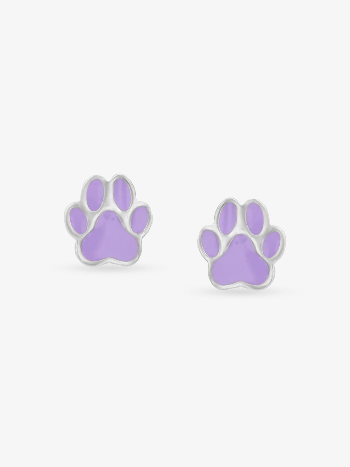 Mini Purple Paw Print stud earrings SIJA 925 silver BIS hallmarked cute paw motif stylish accessory for festive wear and daily use