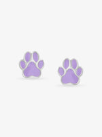 Mini Purple Paw Print stud earrings SIJA 925 silver BIS hallmarked cute paw motif stylish accessory for festive wear and daily use