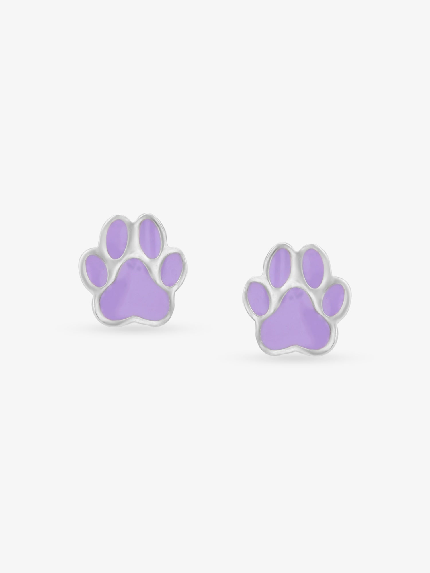 Mini Purple Paw Print stud earrings SIJA 925 silver BIS hallmarked cute paw motif stylish accessory for festive wear and daily use