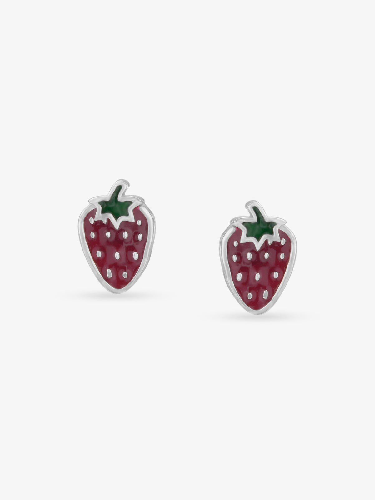 SIJA 925 sterling silver Mini Strawberry stud BIS hallmarked playful enamel jewellery design perfect for kids daily wear and gifting