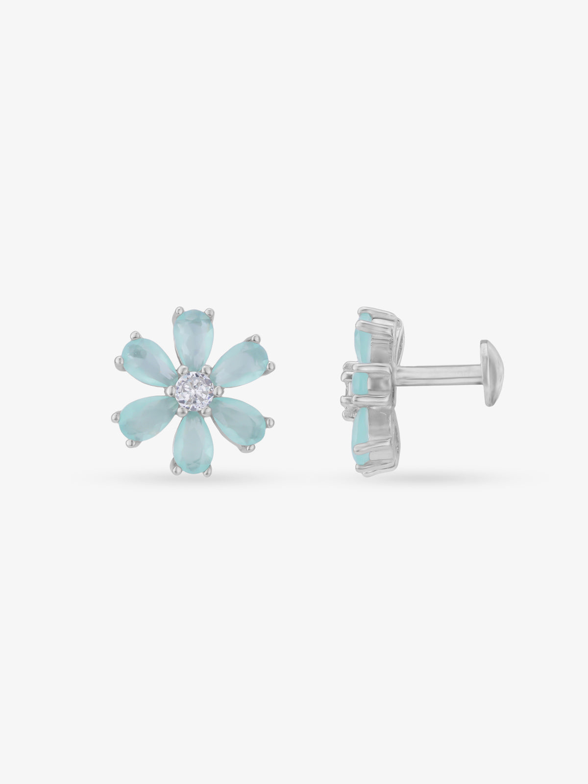 Side profile of SIJA 925 Silver Bloom Stud sterling silver jewellery elegant accessory durable construction polished edges