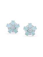 Detailed close up of SIJA Blossom Stud showing delicate floral blossom motif and premium silver craftsmanship