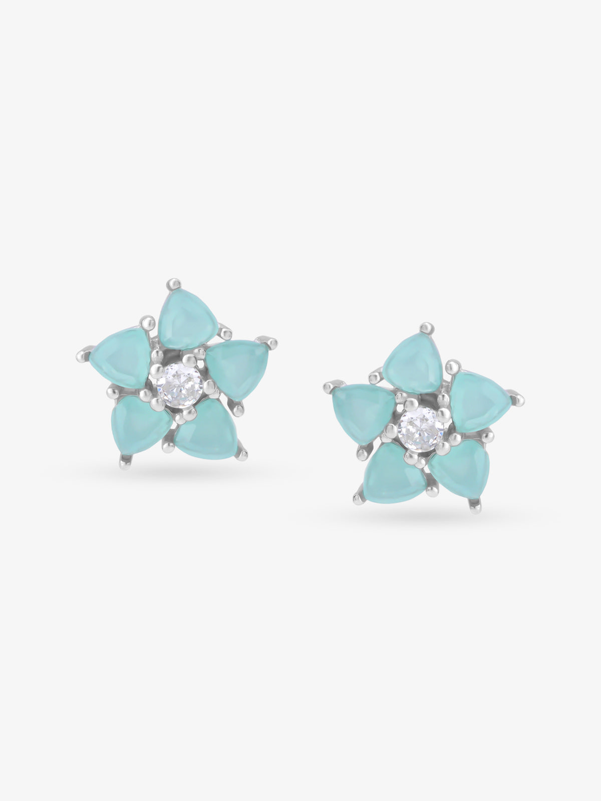 SIJA 925 Silver Mint Floret Stud elegant sterling silver womens jewellery accessory front v