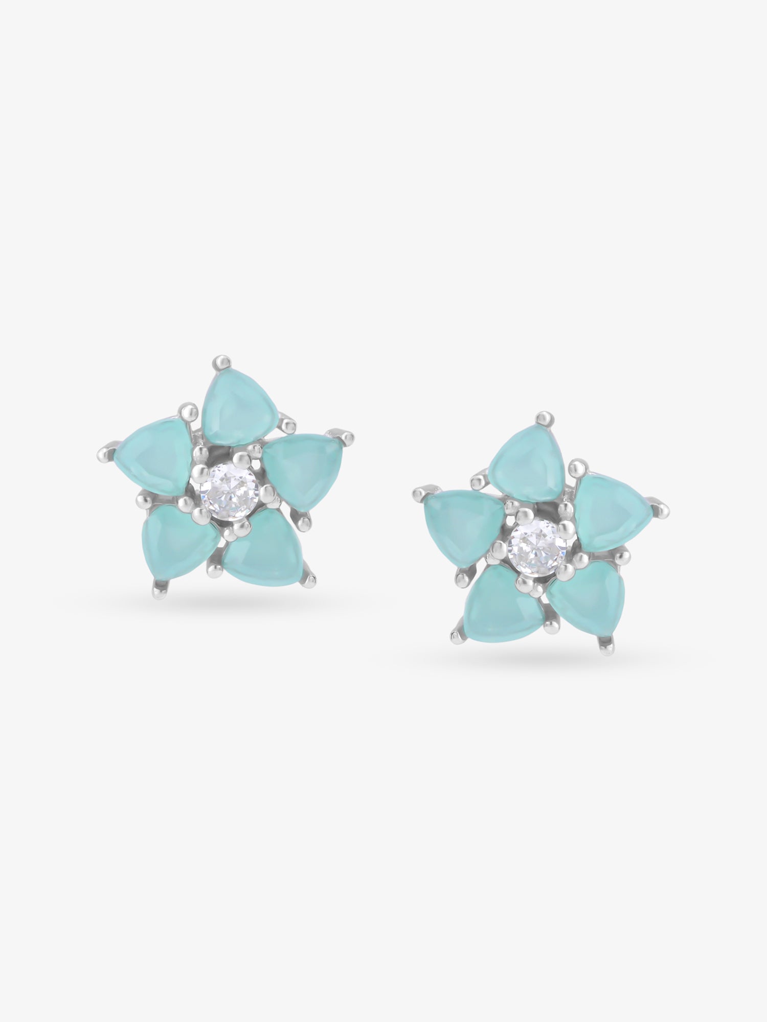 SIJA 925 Silver Mint Floret Stud elegant sterling silver womens jewellery accessory front v