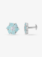 Side view of SIJA 925 Silver Heart Bloom Stud highlighting sleek silver setting with heart bloom charm