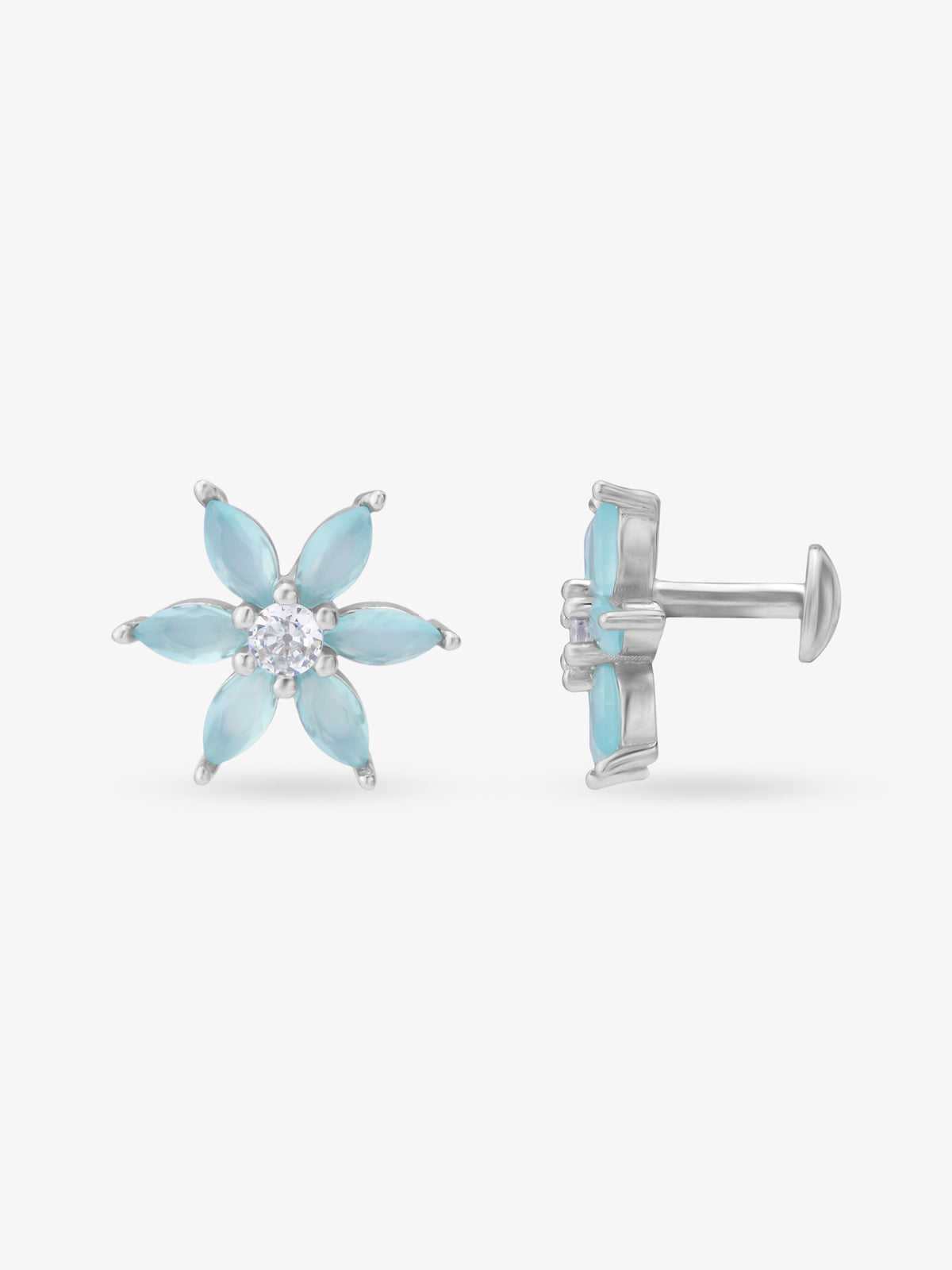 Reverse view of SIJA Leaf Stud showing BIS 925 hallmark certified sterling silver jewellery made in India