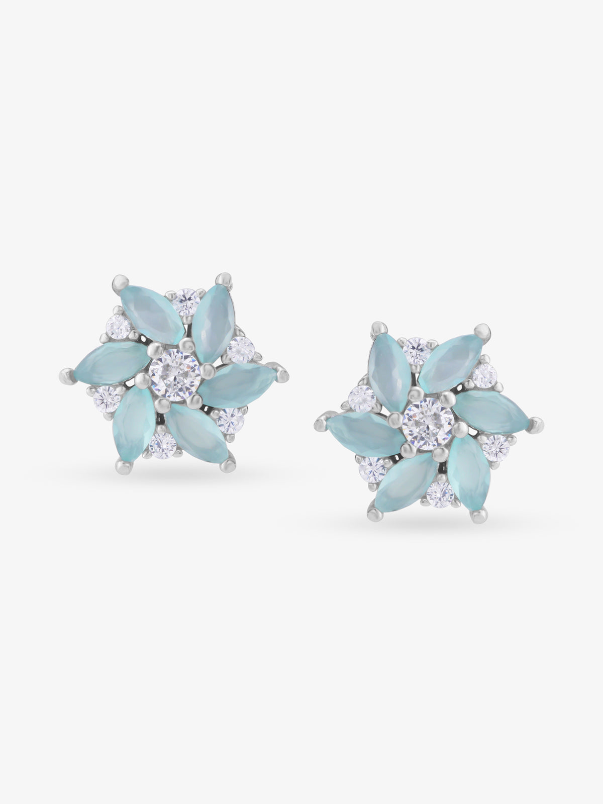 SIJA 925 Silver Mint Petal Bloom Stud elegant sterling silver womens jewellery accessory front view