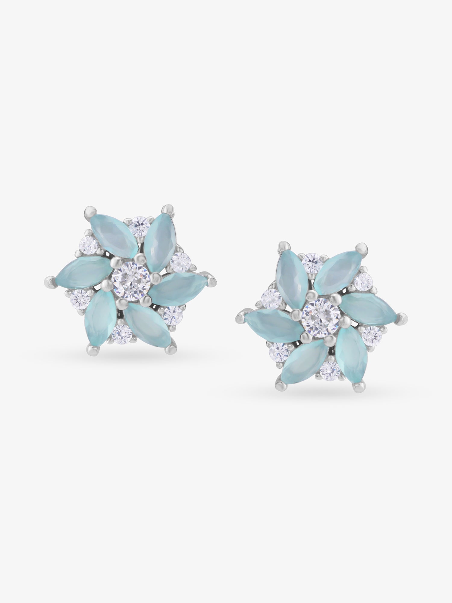 SIJA 925 Silver Mint Petal Bloom Stud elegant sterling silver womens jewellery accessory front view