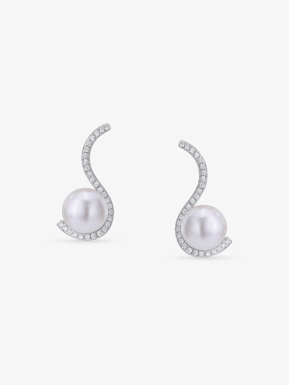 SIJA 925 Silver Modern Pearl Swirls Stud elegant sterling silver womens jewellery accessory front view