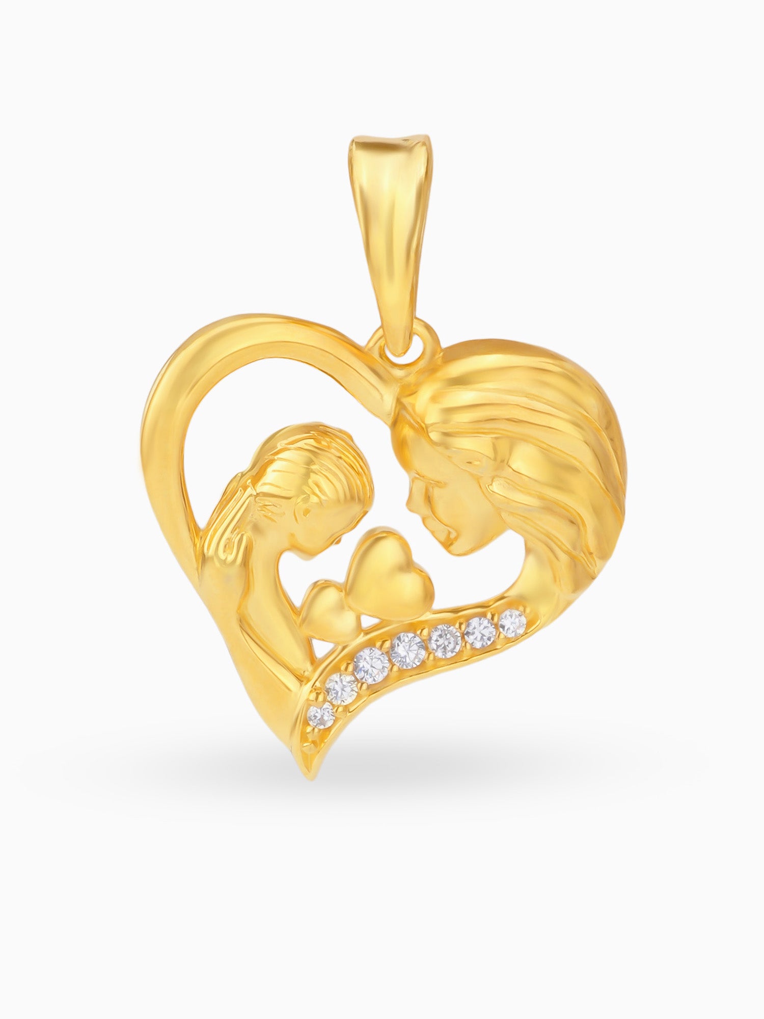 Hero shot SIJA 925 silver jewellery gold plated mom baby in heart pendant BIS hallmarked elegant timeless accessory perfect for weddings festive wear and gifting