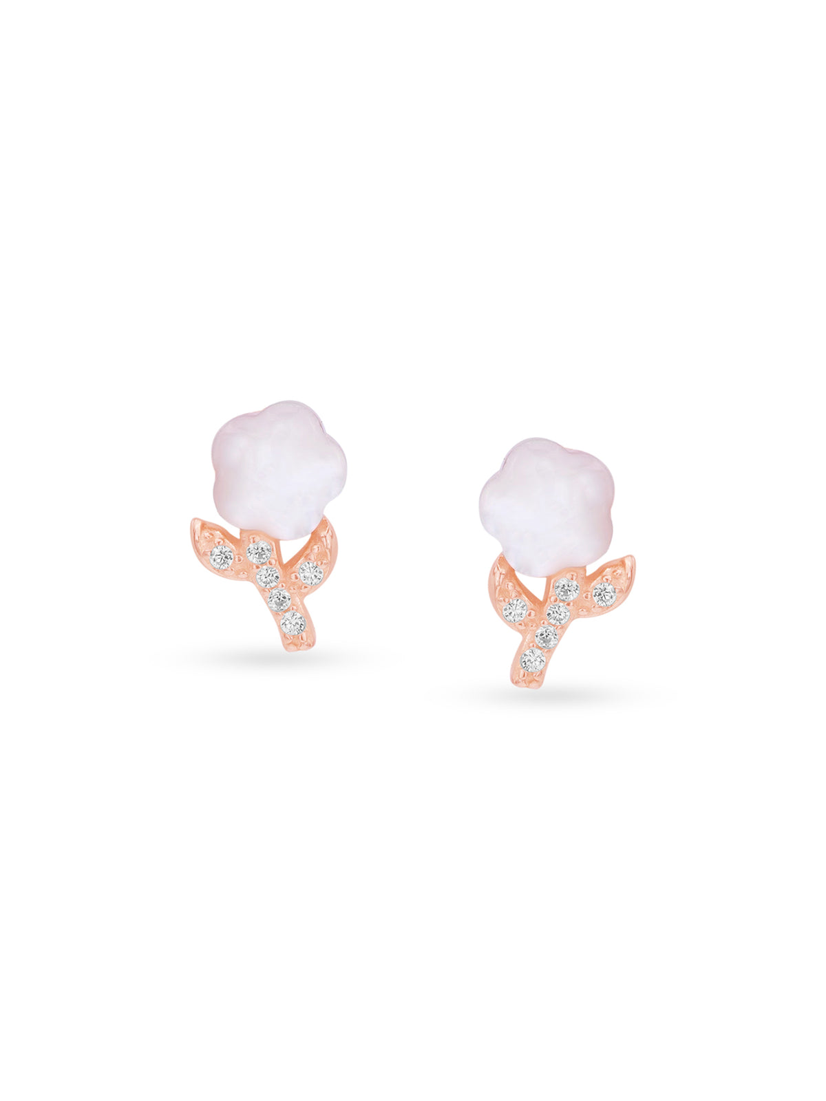 Detailed close up of SIJA 925 Silver Mop Flower Stud showing luminous mother of pearl petals and handcrafted silver finish