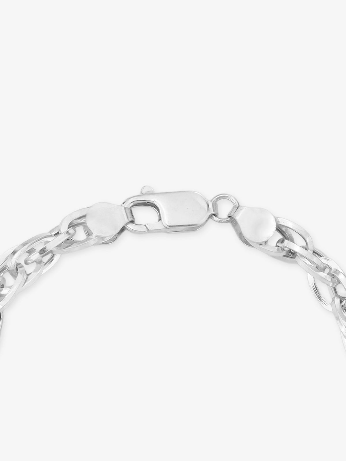 Side profile of SIJA 925 Silver Multi Medium O Mens Chain Bracelet highlighting durable chain thickness and polished silver craftsmanship