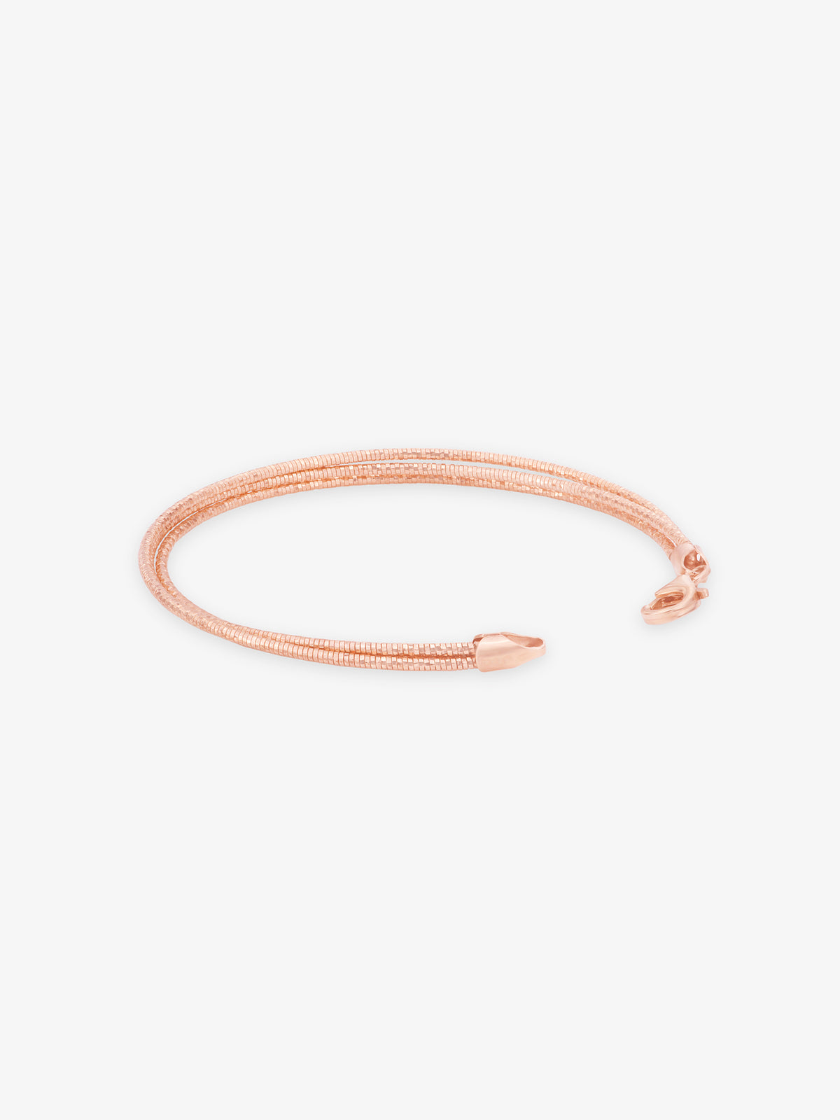 Side profile of SIJA Multi Strand Womens Bracelet highlighting sleek rose gold plating and durable sterling silver craftsmanship