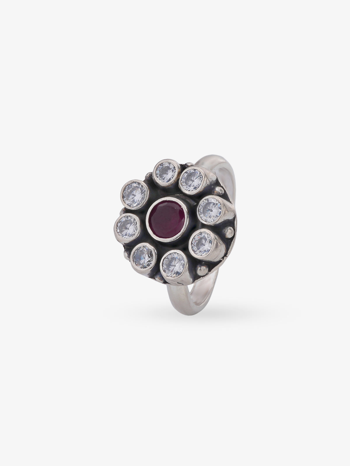 SIJA 925 Silver Mystic Bloom Antique Toe Ring oxidised silver jewellery elegant front view traditional accessory for women