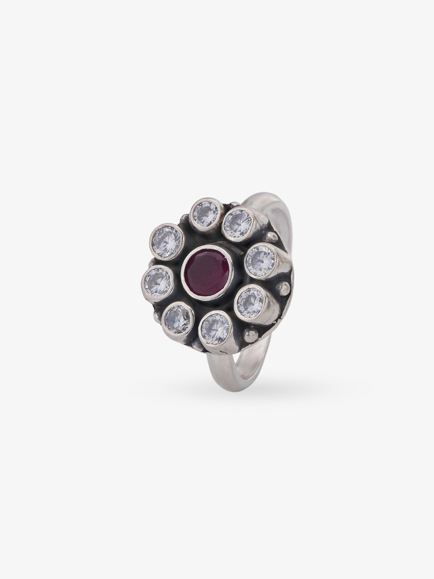 SIJA 925 Silver Mystic Bloom Antique Toe Ring oxidised silver jewellery elegant front view traditional accessory for women