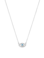 Detailed close up of SIJA 925 Silver Mystic Evil Eye Pendant with Chain showing protective eye design and handcrafted silver finish
