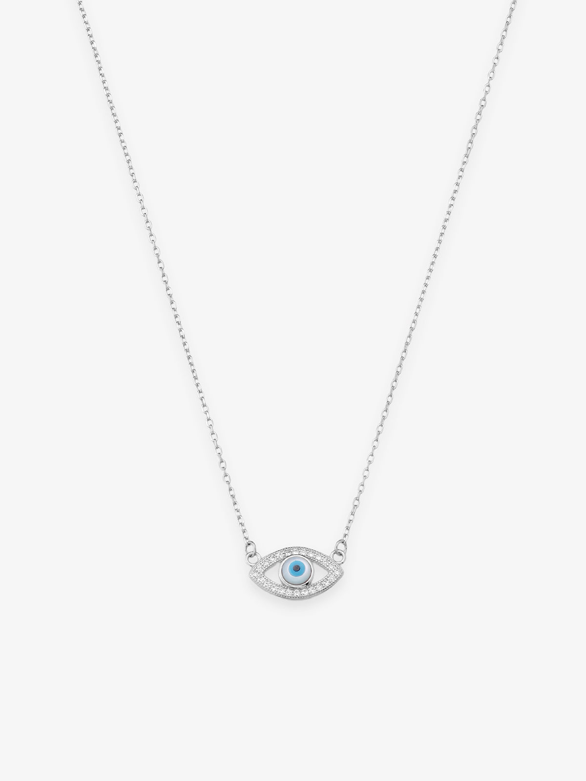 SIJA 925 Silver Mystic Evil Eye Pendant with Chain elegant sterling silver jewellery accessory front view