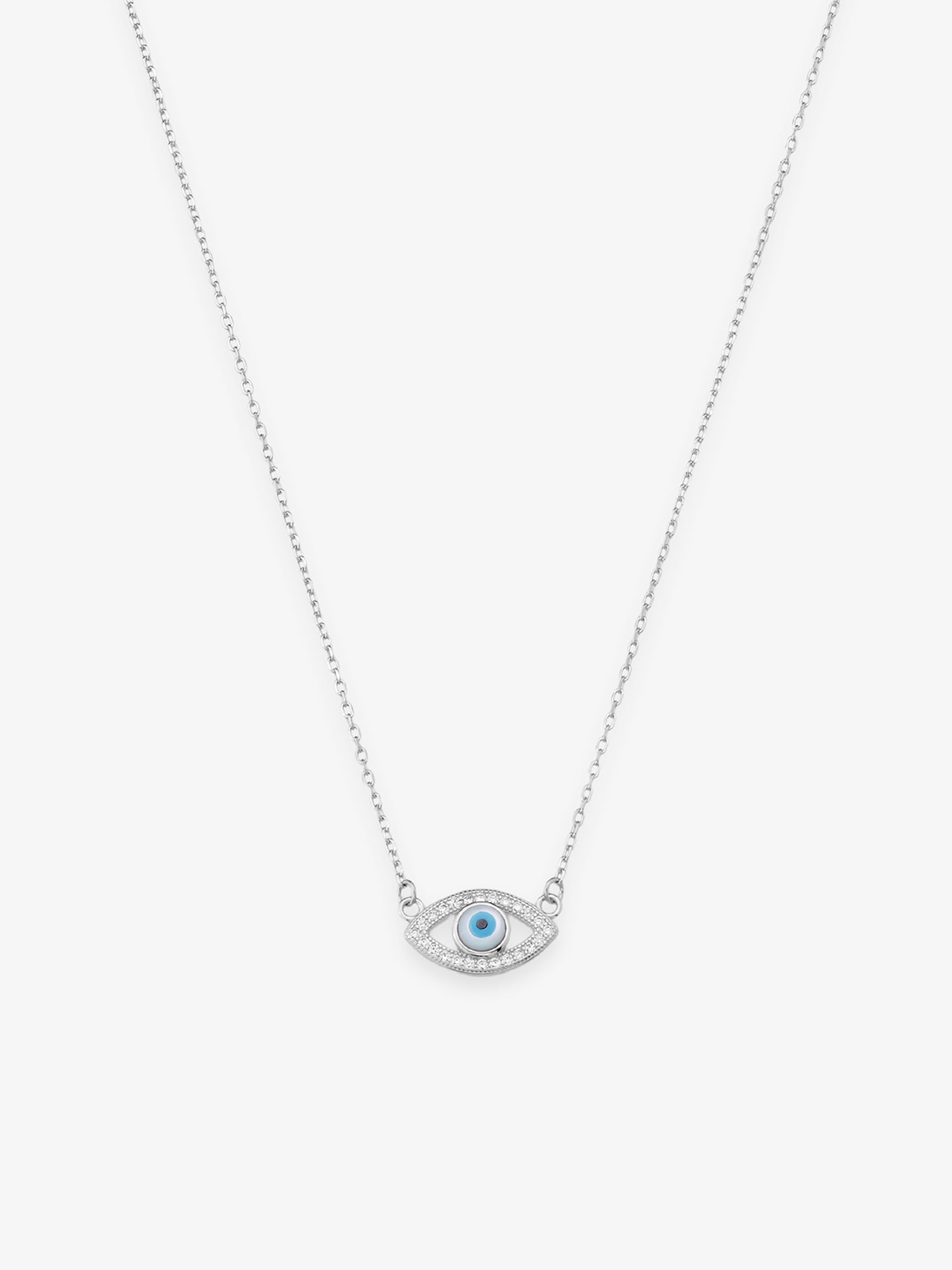 SIJA 925 Silver Mystic Evil Eye Pendant with Chain elegant sterling silver jewellery accessory front view