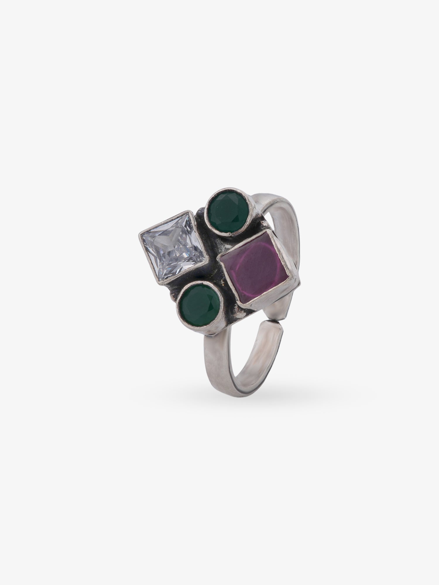 SIJA 925 Silver Mystic Medallion Antique Toe Ring oxidised silver jewellery elegant front view traditional accessory for women