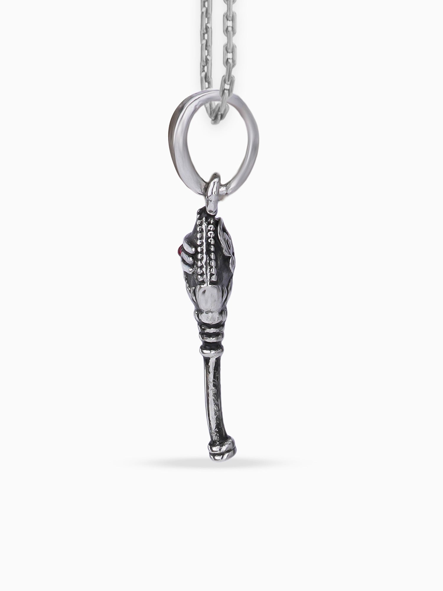Side view SIJA oxidised 925 silver OM with Vel charm stylish handcrafted accessory perfect for puja anniversaries and festive wear