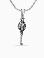 Close up SIJA oxidised 925 silver OM with Vel charm handcrafted premium design devotional accessory for everyday wear and special occasions