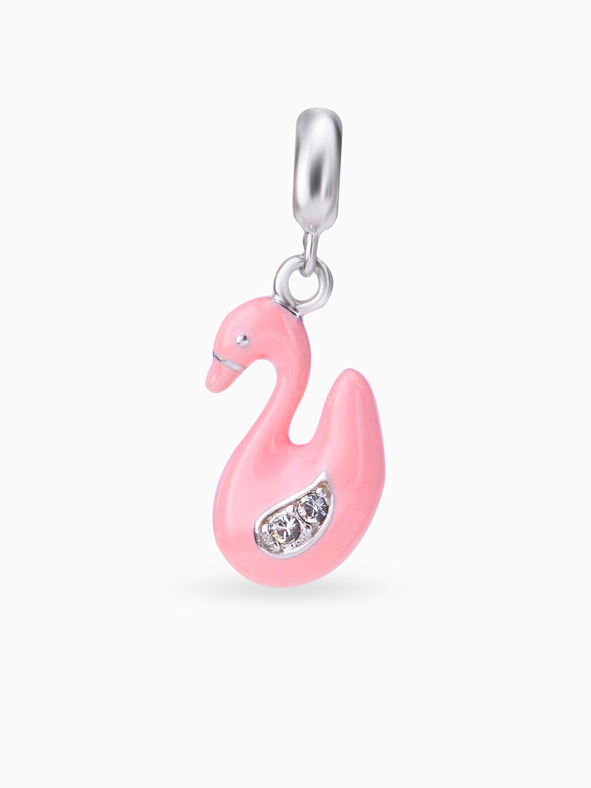 Close up SIJA 925 silver jewellery peach swan charm handcrafted premium design versatile accessory for everyday wear and special occasions