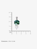 Reverse of SIJA Pearl and Green Chain Necklace showing BIS 925 hallmark stamp certified sterling silver jewellery made in India