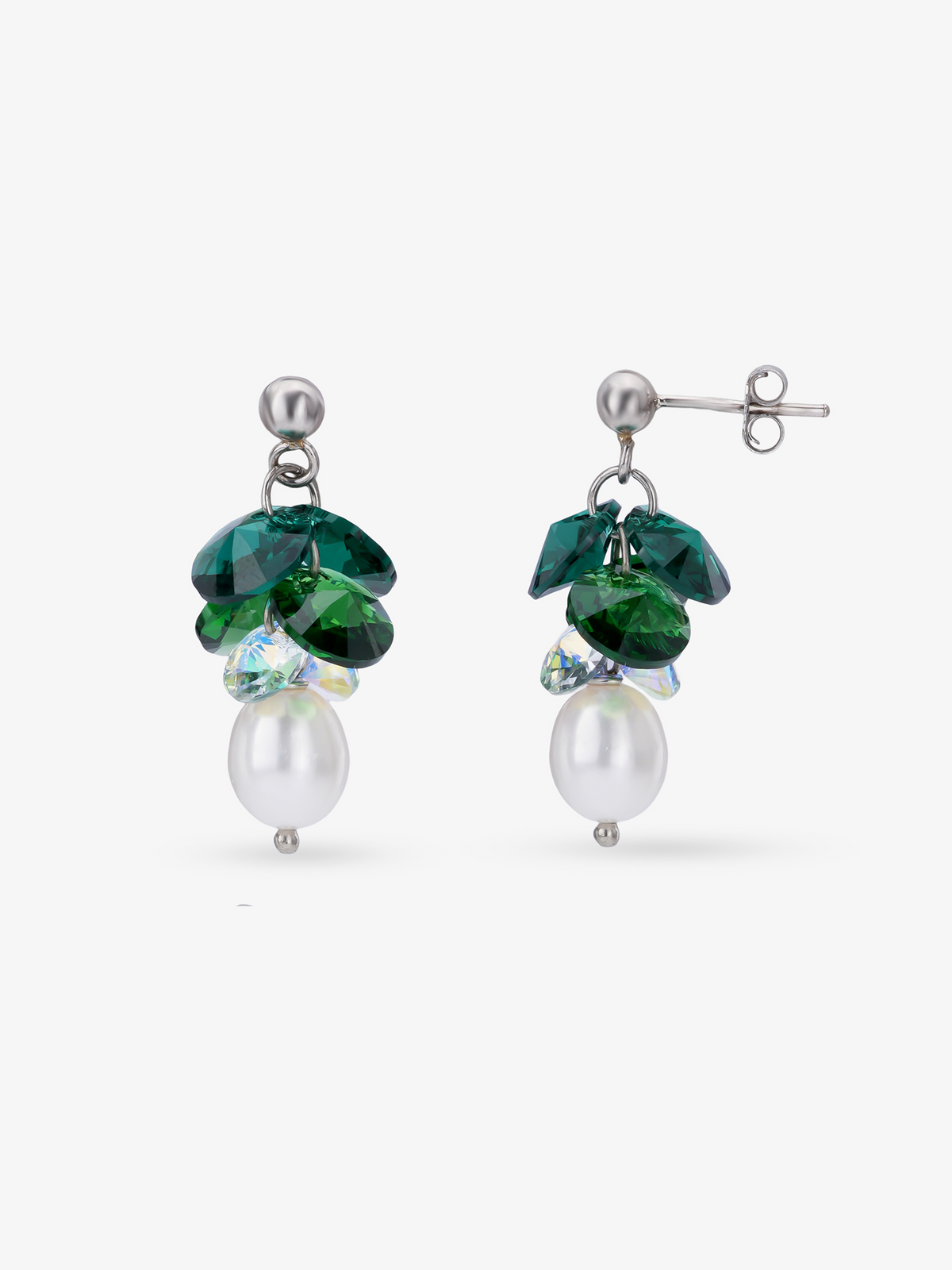 Side profile of SIJA 925 silver Pearl and Green Chain Necklace showing polished edges and durable sterling silver construction
