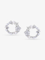 SIJA 925 Silver Pearl & Starlet Stud elegant sterling silver womens jewellery accessory front view