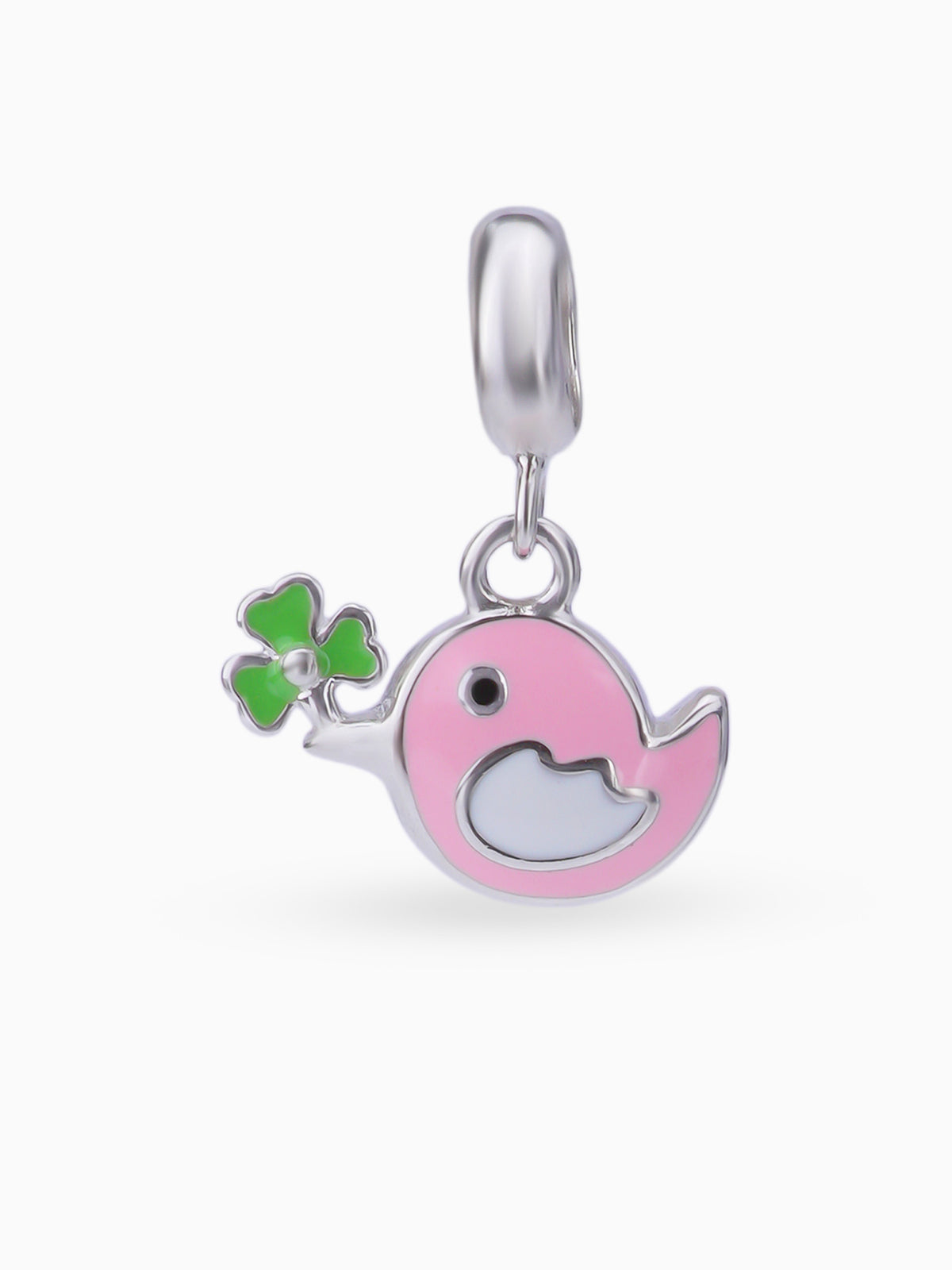 Close up SIJA 925 silver jewellery pink bird charm handcrafted premium design versatile accessory for everyday wear and special occasions