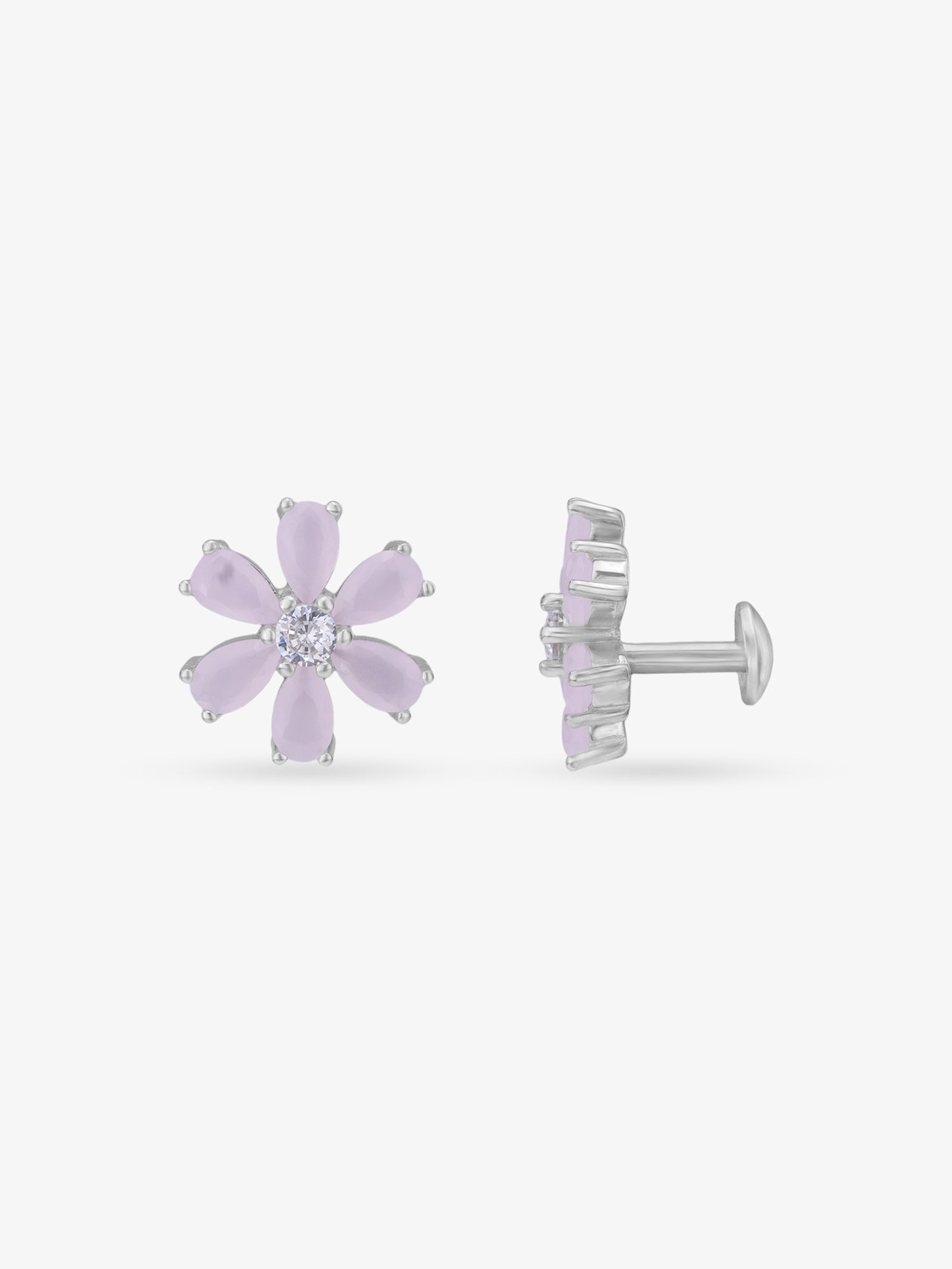 Side profile of SIJA 925 Silver Bloom Stud sterling silver jewellery elegant accessory durable construction polished edges