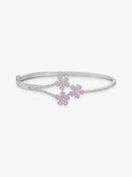 SIJA 925 Silver Pink Blossom Cuff Bracelet elegant sterling silver jewellery accessory front view