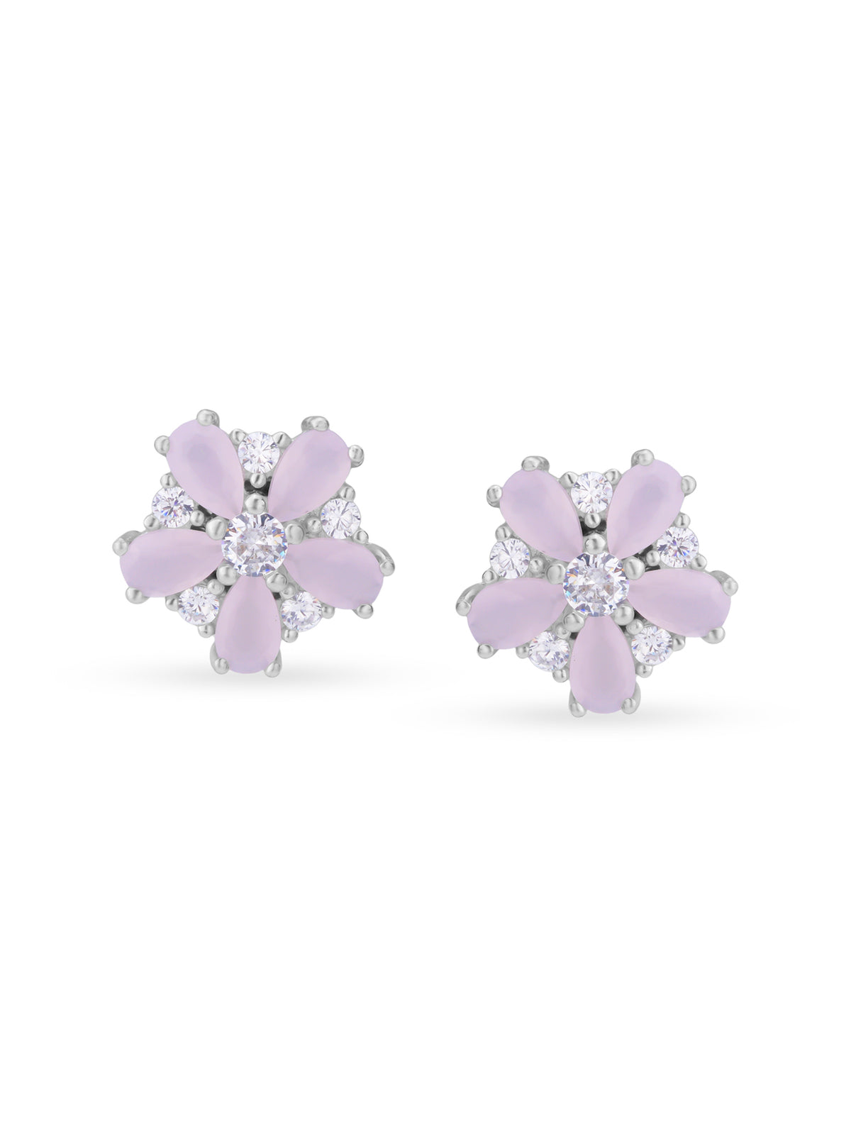 Detailed close up of SIJA Blossom Stud showing delicate floral blossom motif and premium silver craftsmanship
