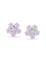 Detailed close up of SIJA Blossom Stud showing delicate floral blossom motif and premium silver craftsmanship