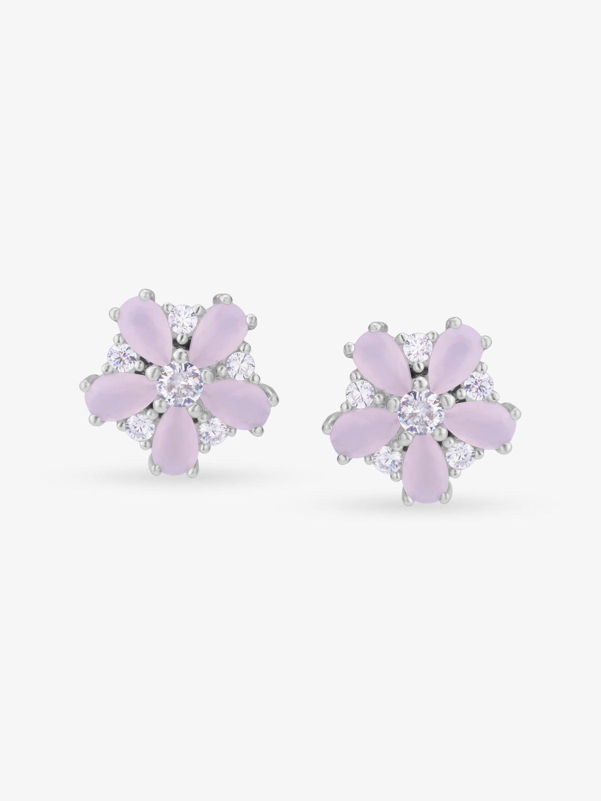 Detailed close up of SIJA Blossom Stud showing delicate floral blossom motif and premium silver craftsmanship