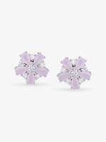Detailed close up of SIJA Blossom Stud showing delicate floral blossom motif and premium silver craftsmanship