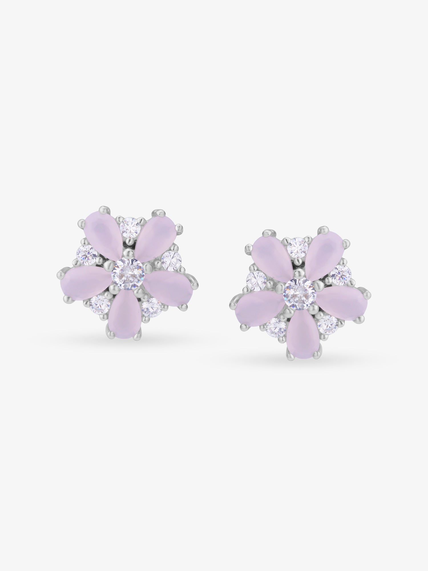 Detailed close up of SIJA Blossom Stud showing delicate floral blossom motif and premium silver craftsmanship