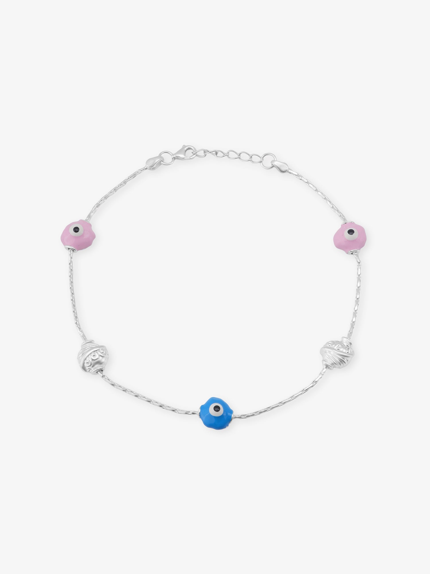 SIJA 925 Silver Pink and Blue Glow Anklet elegant sterling silver jewellery accessory front view